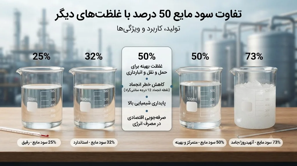 تفاوت سود مایع 50 درصد با غلظتهای دیگر
